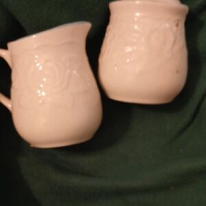 Chic White Ceramic Pitcher creamer and sugar duo
